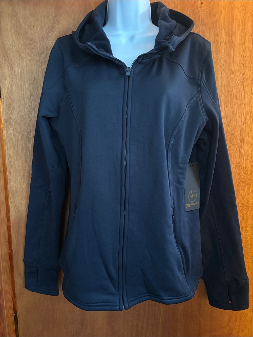 90 Degree By Reflex Navy Full-Zip Hooded Utility Jacket